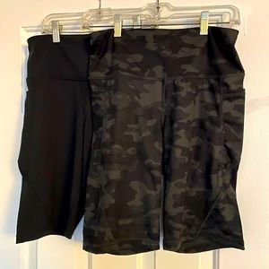 Solid Black and Camo Biker shorts- Danskin